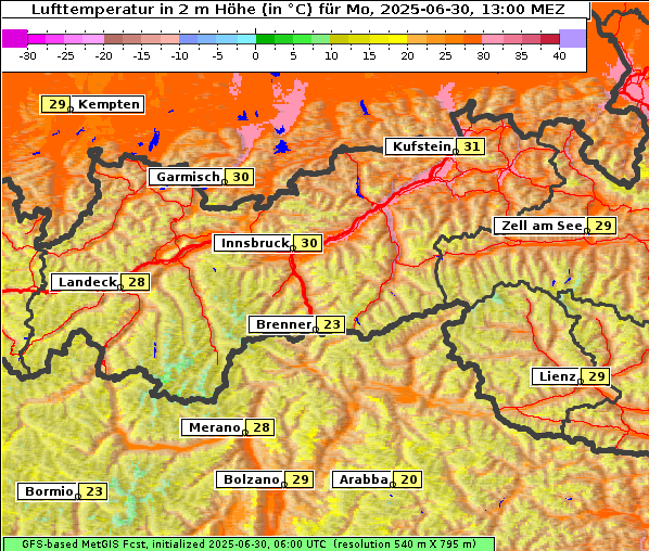Temperatur, 30. 6. 2025