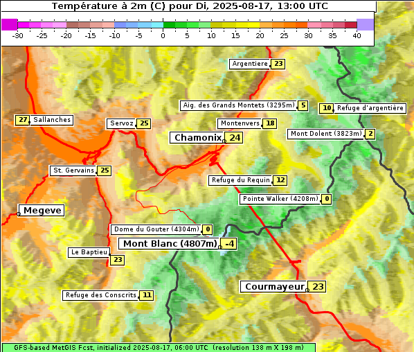 Temperatur, 17. 8. 2025