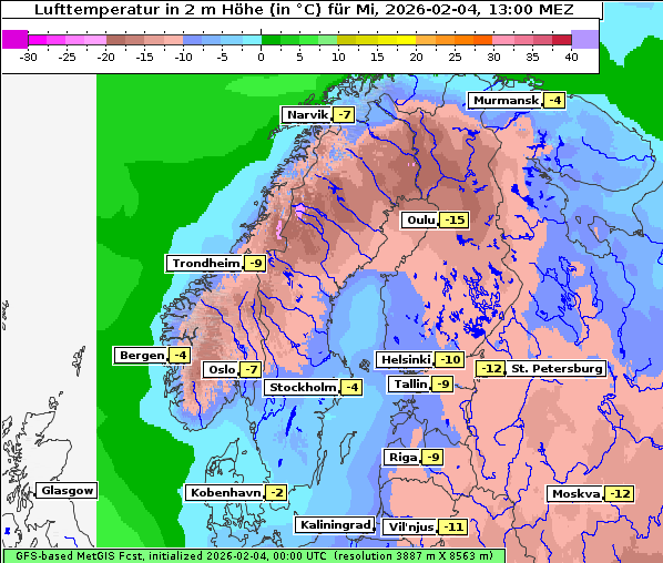 Temperatur, 4. 2. 2026