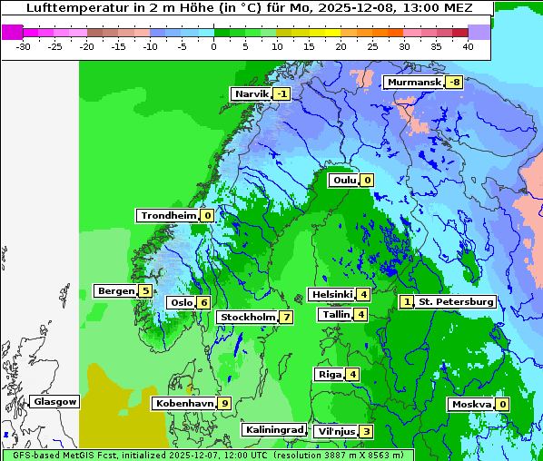 Temperatur, 8. 12. 2025