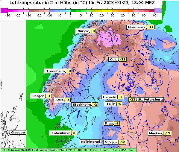 Temperatur, 23. 1. 2026