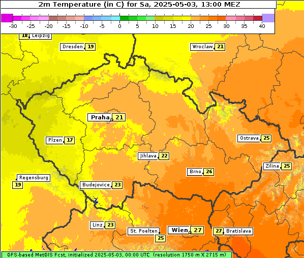Temperatur, 3. 5. 2025