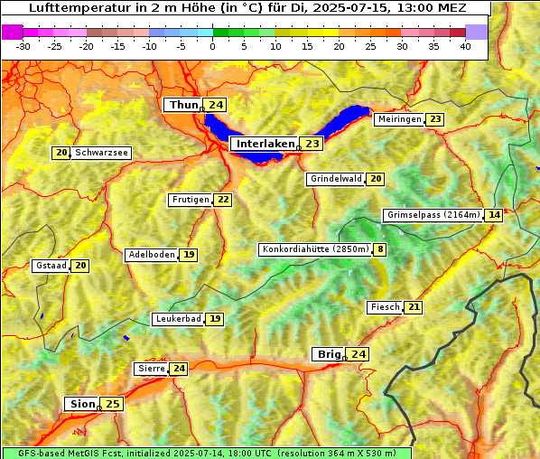 Temperatur, 15. 7. 2025