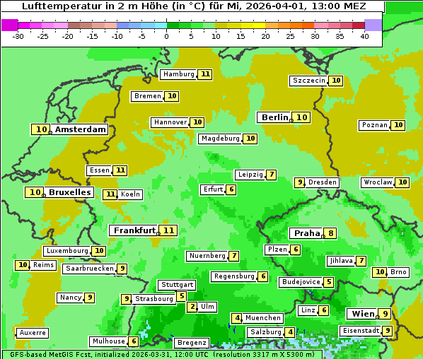 Temperatur, 1. 4. 2026