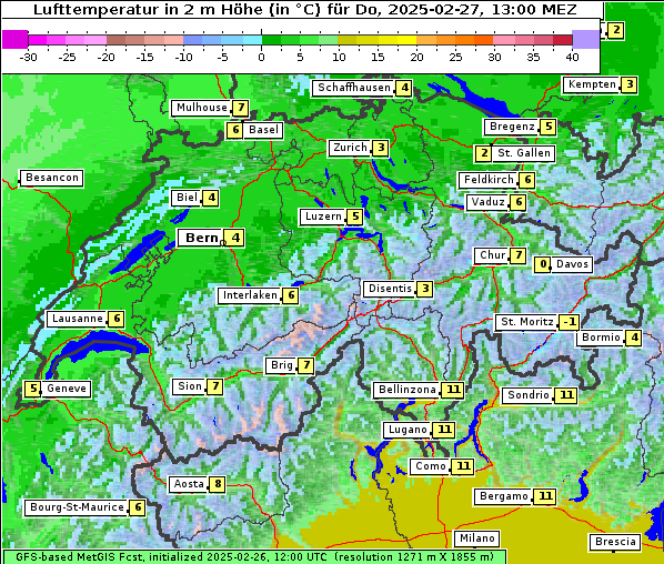 Temperatur, 27. 2. 2025