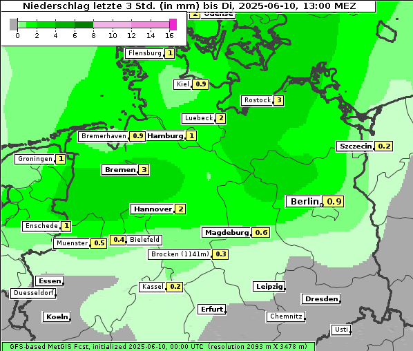 Niederschlag, 10. 6. 2025