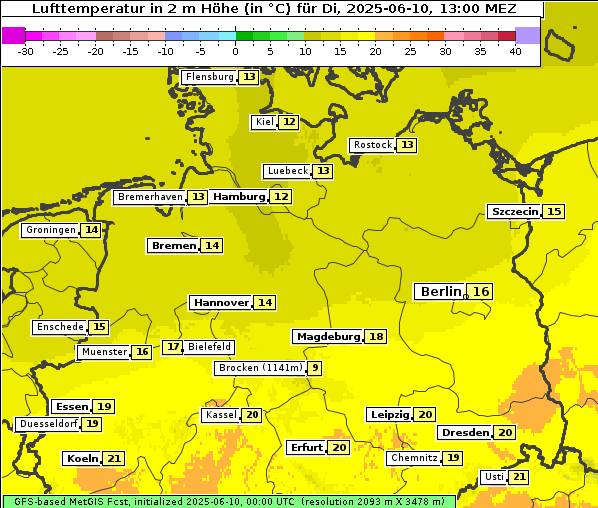 Temperatur, 10. 6. 2025
