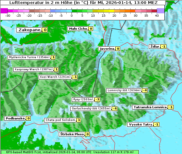 Temperatur, 14. 1. 2026