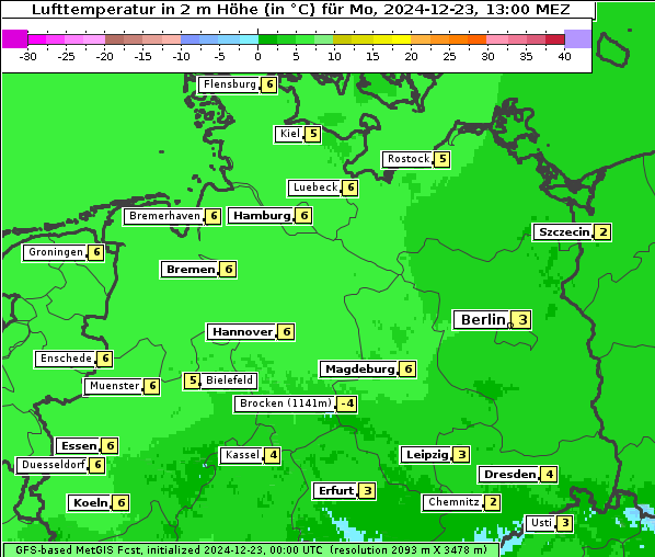 Temperatur, 23. 12. 2024