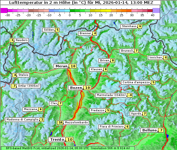 Temperatur, 14. 1. 2026