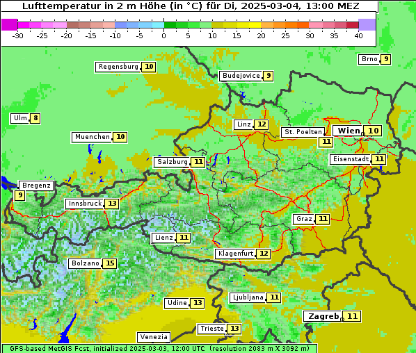 Temperatur, 4. 3. 2025