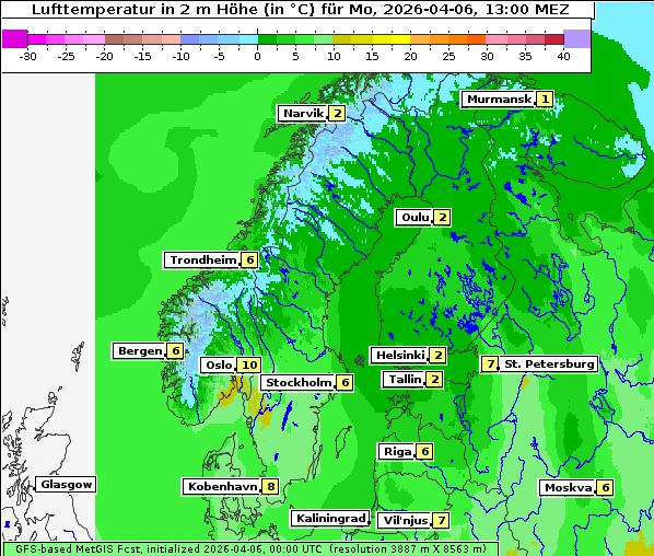Temperatur, 6. 4. 2026