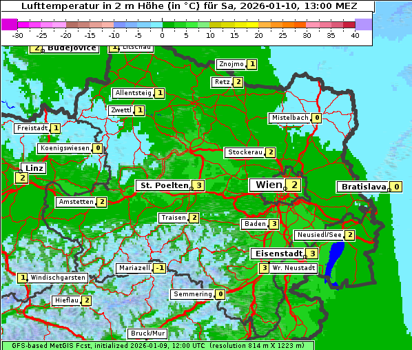 Temperatur, 10. 1. 2026