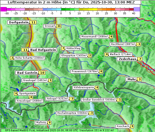 Temperatur, 30. 10. 2025