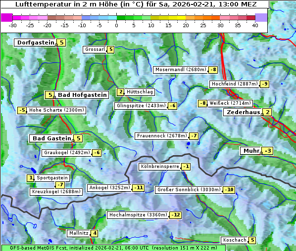 Temperatur, 21. 2. 2026