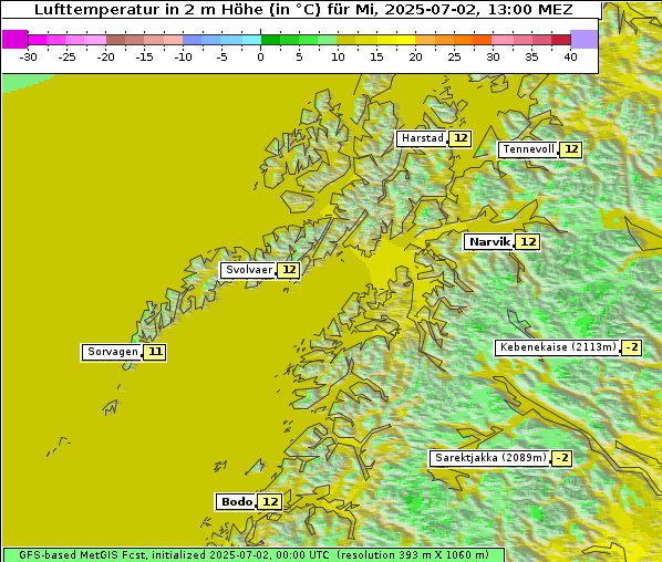 Temperatur, 2. 7. 2025