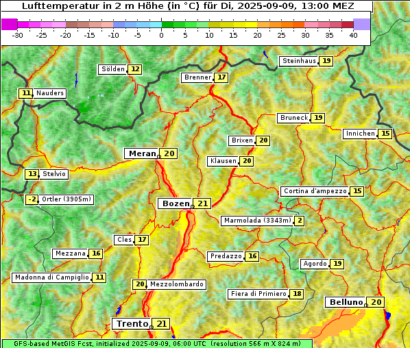 Temperatur, 9. 9. 2025