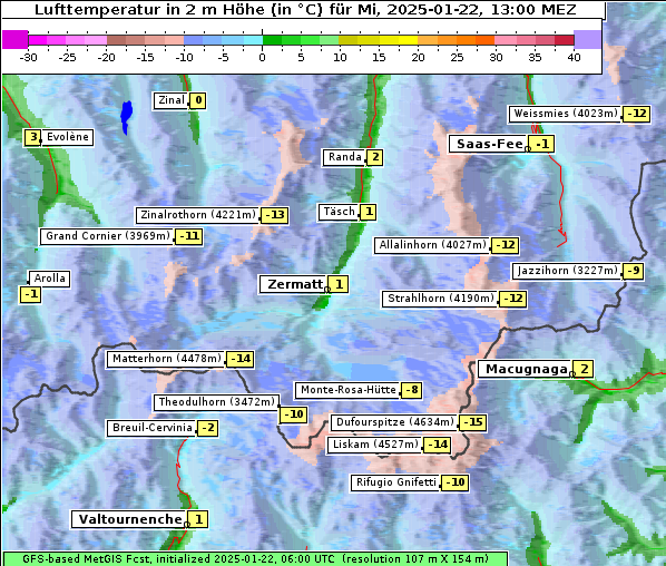 Temperatur, 22. 1. 2025