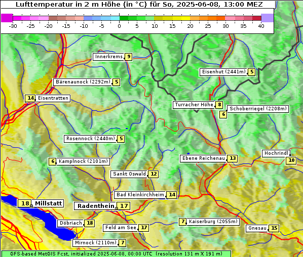 Temperatur, 8. 6. 2025