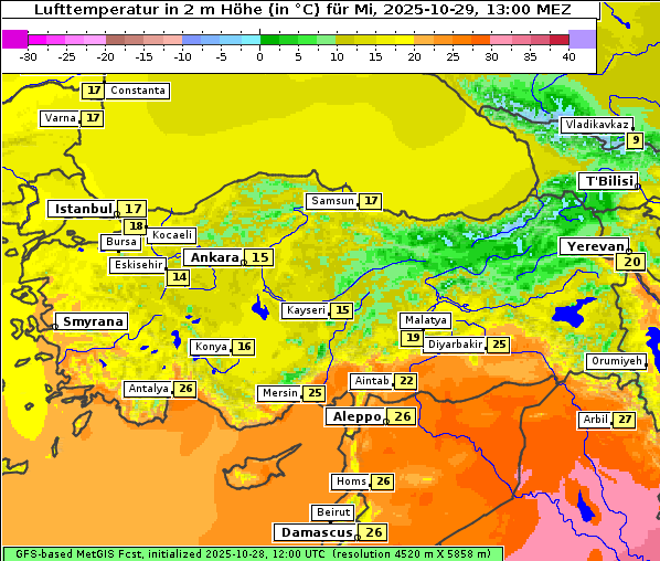 Temperatur, 29. 10. 2025