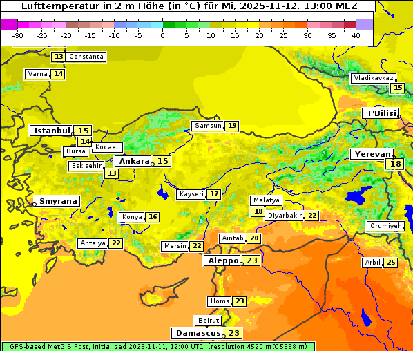 Temperatur, 12. 11. 2025