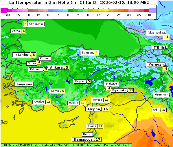 Temperatur, 10. 2. 2026