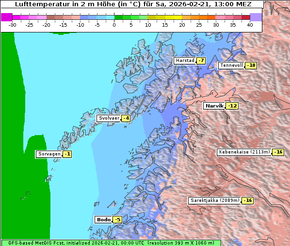 Temperatur, 21. 2. 2026