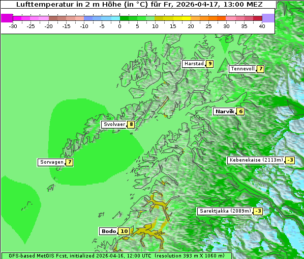 Temperatur, 17. 4. 2026