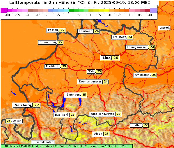 Temperatur, 19. 9. 2025