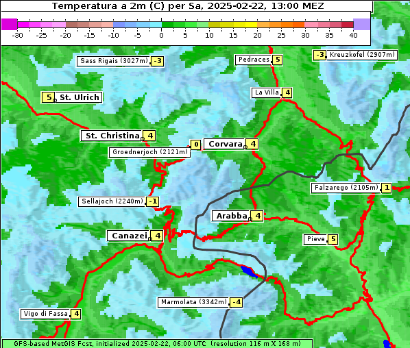 Temperatur, 22. 2. 2025