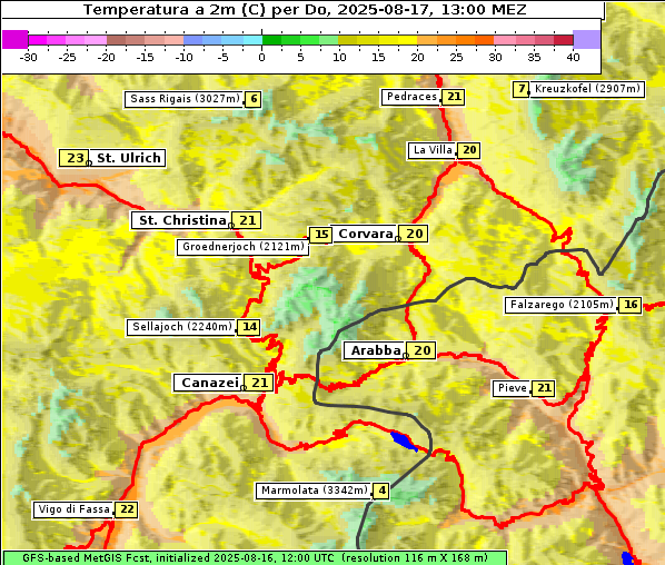Temperatur, 17. 8. 2025
