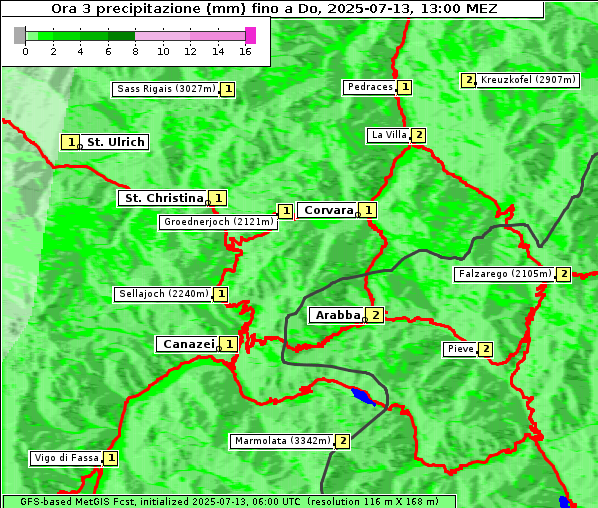 Niederschlag, 13. 7. 2025