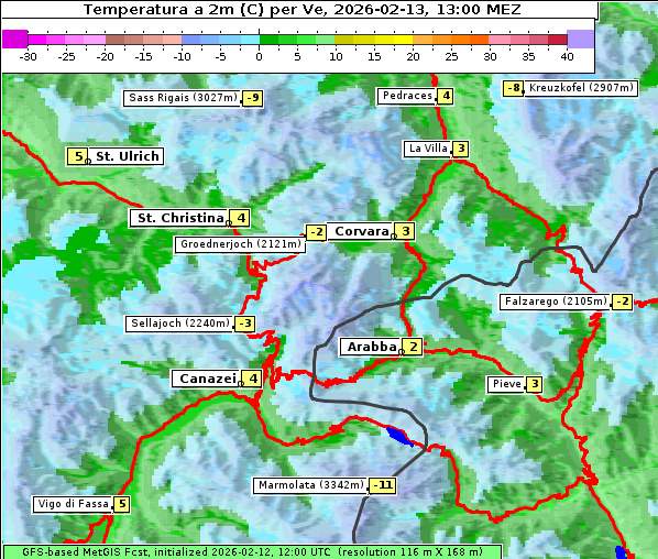 Temperatur, 13. 2. 2026