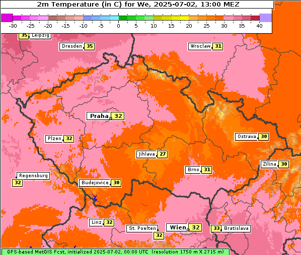 Temperatur, 2. 7. 2025