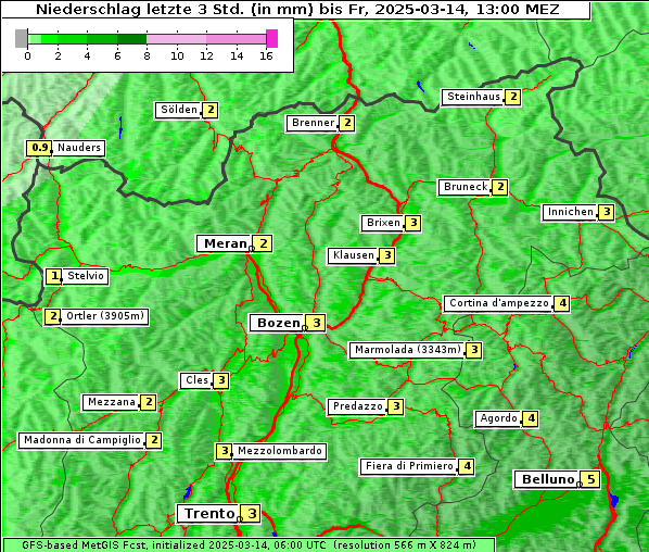 Niederschlag, 14. 3. 2025