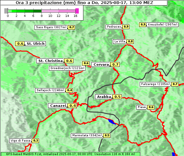 Niederschlag, 17. 8. 2025
