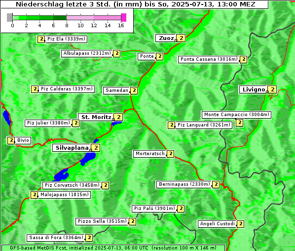 Niederschlag, 13. 7. 2025