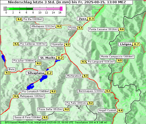 Niederschlag, 15. 8. 2025