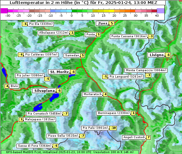 Temperatur, 24. 1. 2025