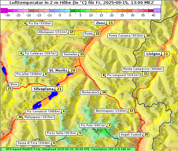 Temperatur, 15. 8. 2025