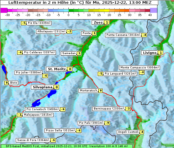 Temperatur, 22. 12. 2025