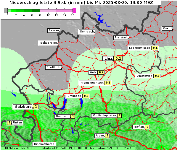 Niederschlag, 20. 8. 2025