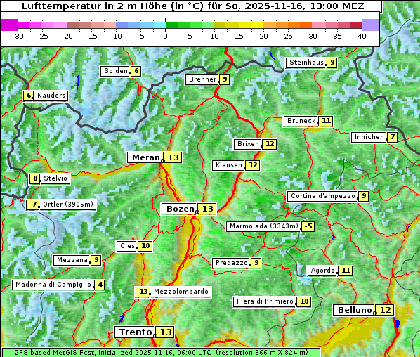 Temperatur, 16. 11. 2025
