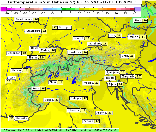 Temperatur, 13. 11. 2025