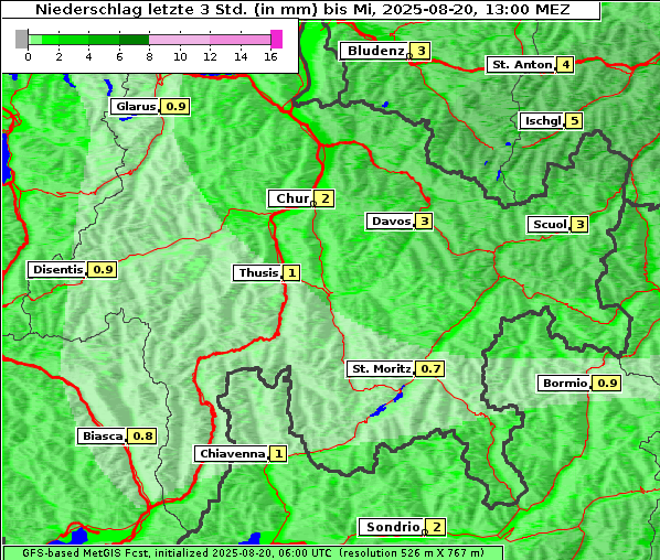 Niederschlag, 20. 8. 2025