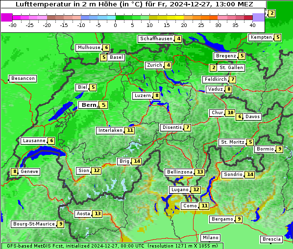 Temperatur, 27. 12. 2024