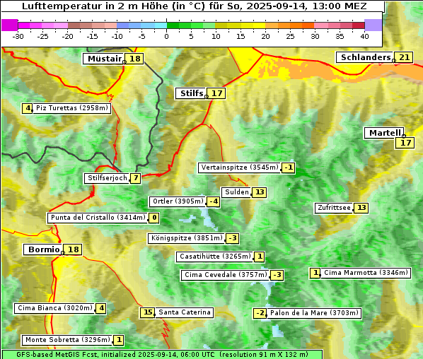 Temperatur, 14. 9. 2025