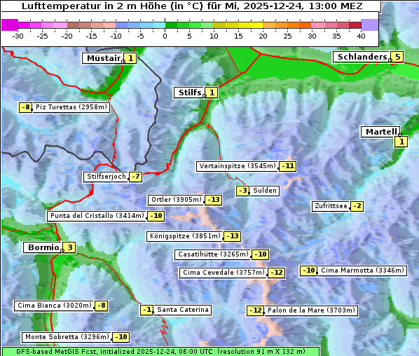 Temperatur, 24. 12. 2025