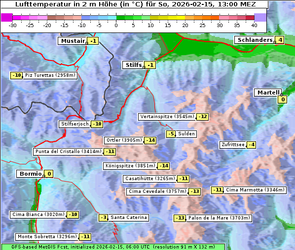 Temperatur, 15. 2. 2026