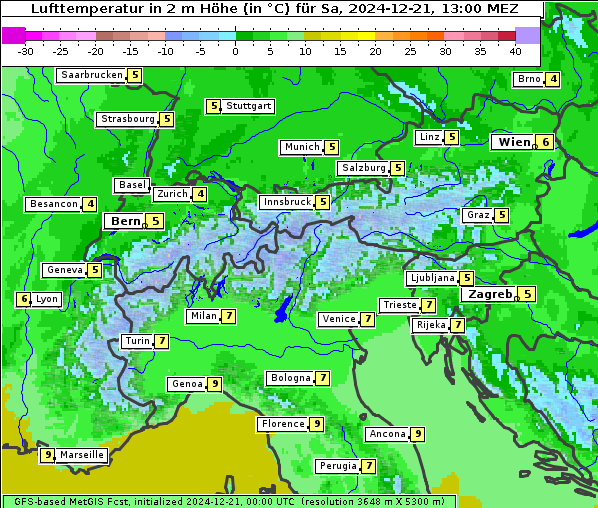 Temperatur, 21. 12. 2024